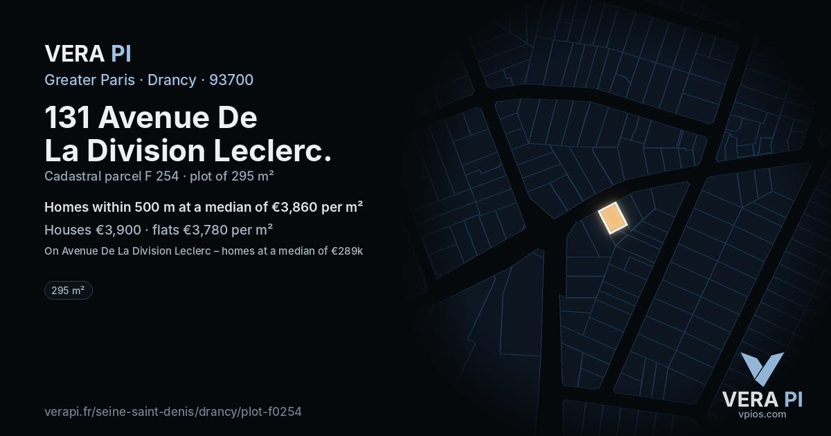131 Avenue De La Division Leclerc, Drancy at night – the plot lit, the parcels around coloured by the prices near them