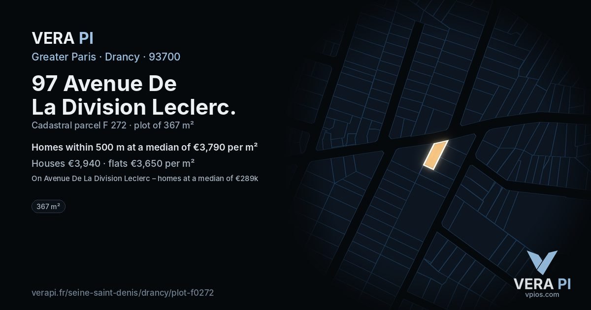 97 Avenue De La Division Leclerc, Drancy at night – the plot lit, the parcels around coloured by the prices near them