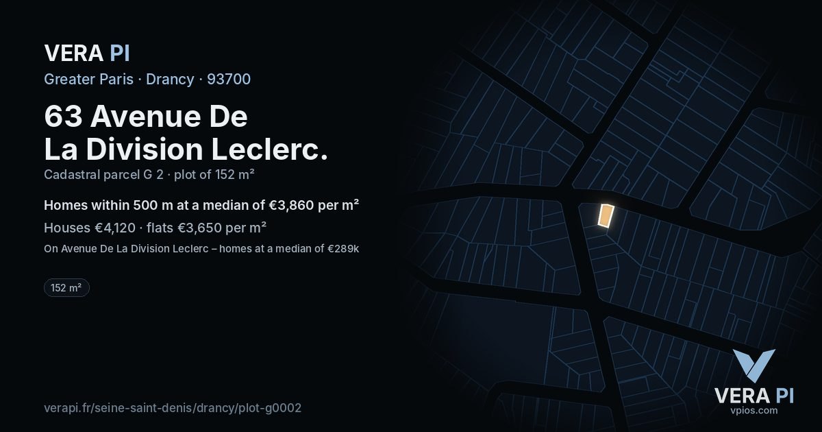 63 Avenue De La Division Leclerc, Drancy at night – the plot lit, the parcels around coloured by the prices near them