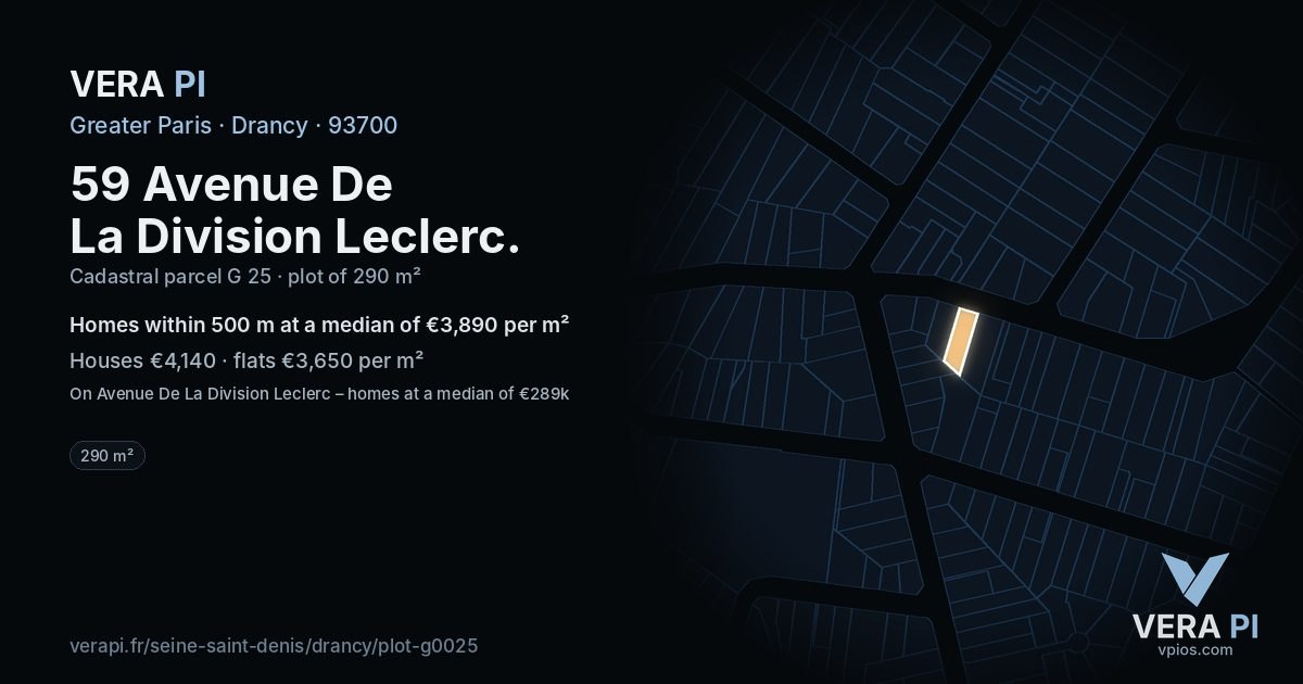 59 Avenue De La Division Leclerc, Drancy at night – the plot lit, the parcels around coloured by the prices near them