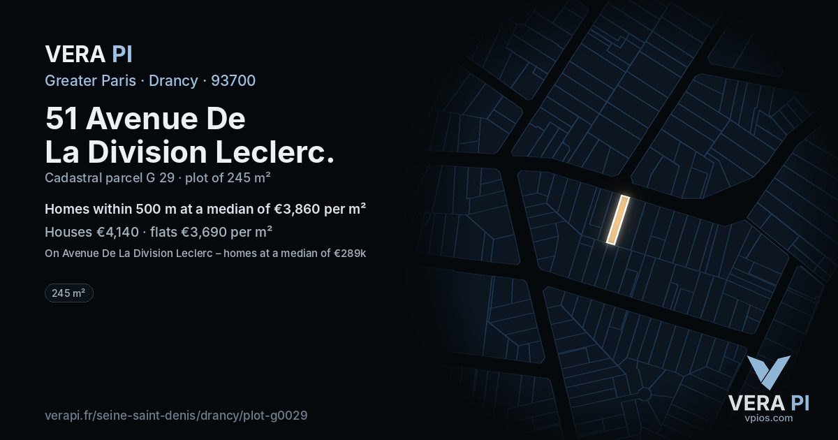 51 Avenue De La Division Leclerc, Drancy at night – the plot lit, the parcels around coloured by the prices near them