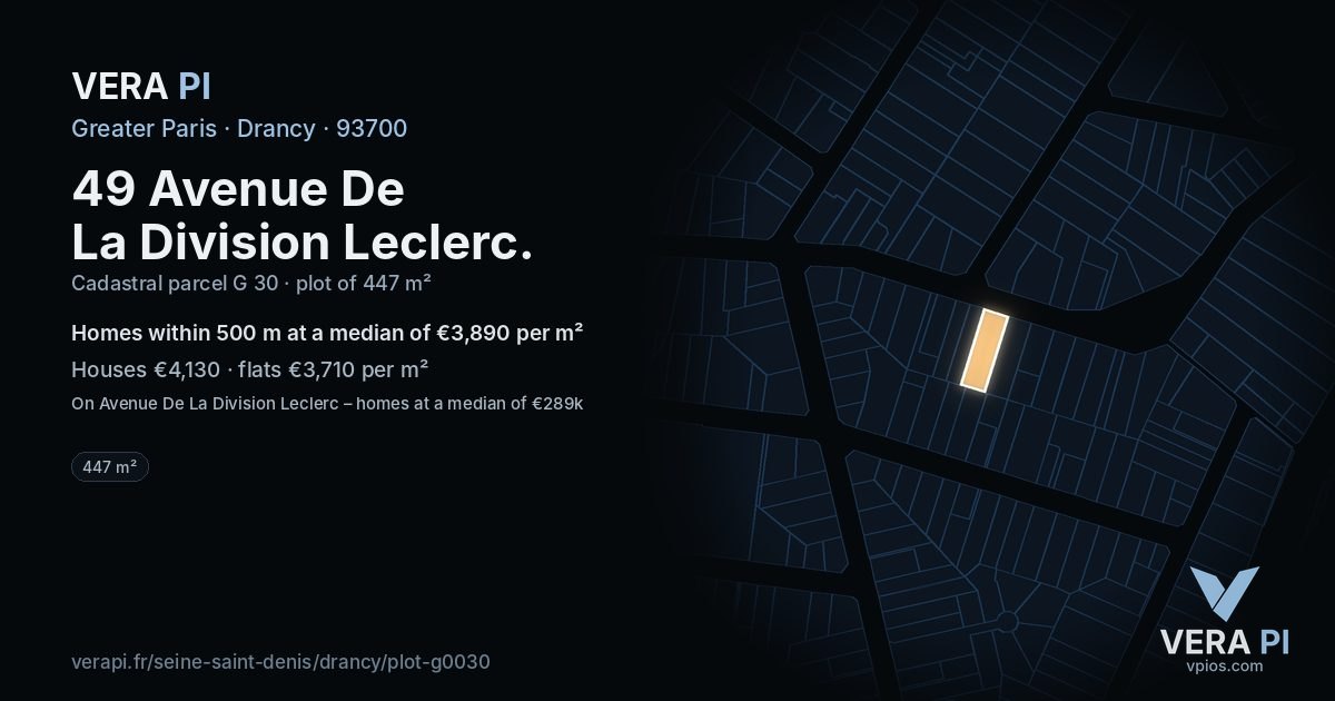49 Avenue De La Division Leclerc, Drancy at night – the plot lit, the parcels around coloured by the prices near them