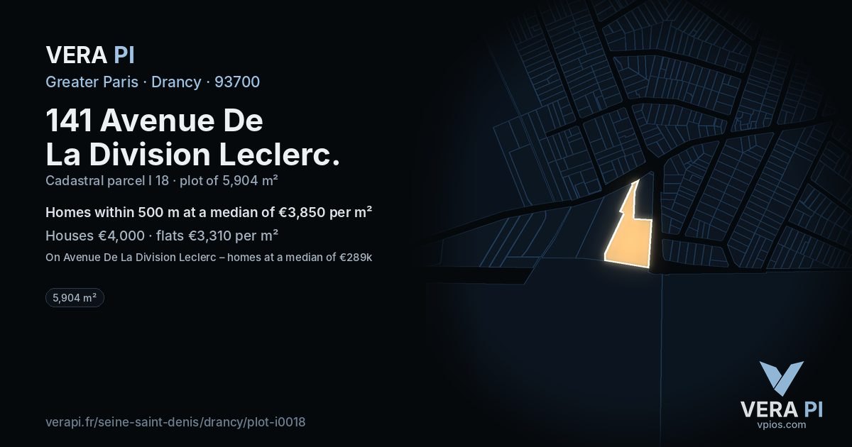 141 Avenue De La Division Leclerc, Drancy at night – the plot lit, the parcels around coloured by the prices near them