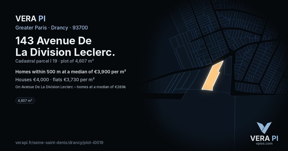 143 Avenue De La Division Leclerc, Drancy at night – the plot lit, the parcels around coloured by the prices near them