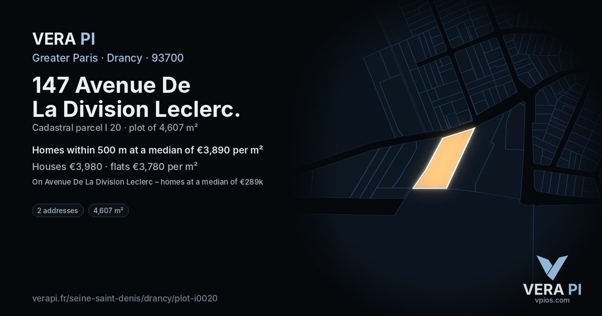 147 Avenue De La Division Leclerc, Drancy at night – the plot lit, the parcels around coloured by the prices near them