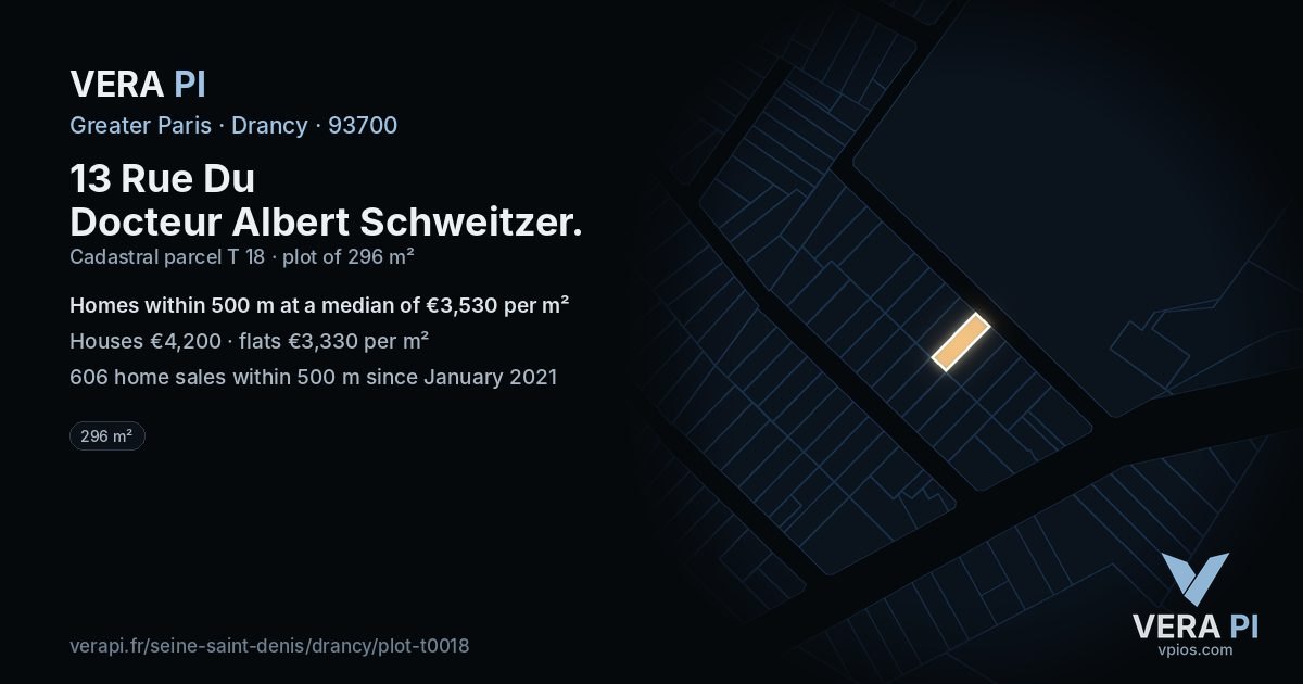 13 Rue Du Docteur Albert Schweitzer, Drancy at night – the plot lit, the parcels around coloured by the prices near them