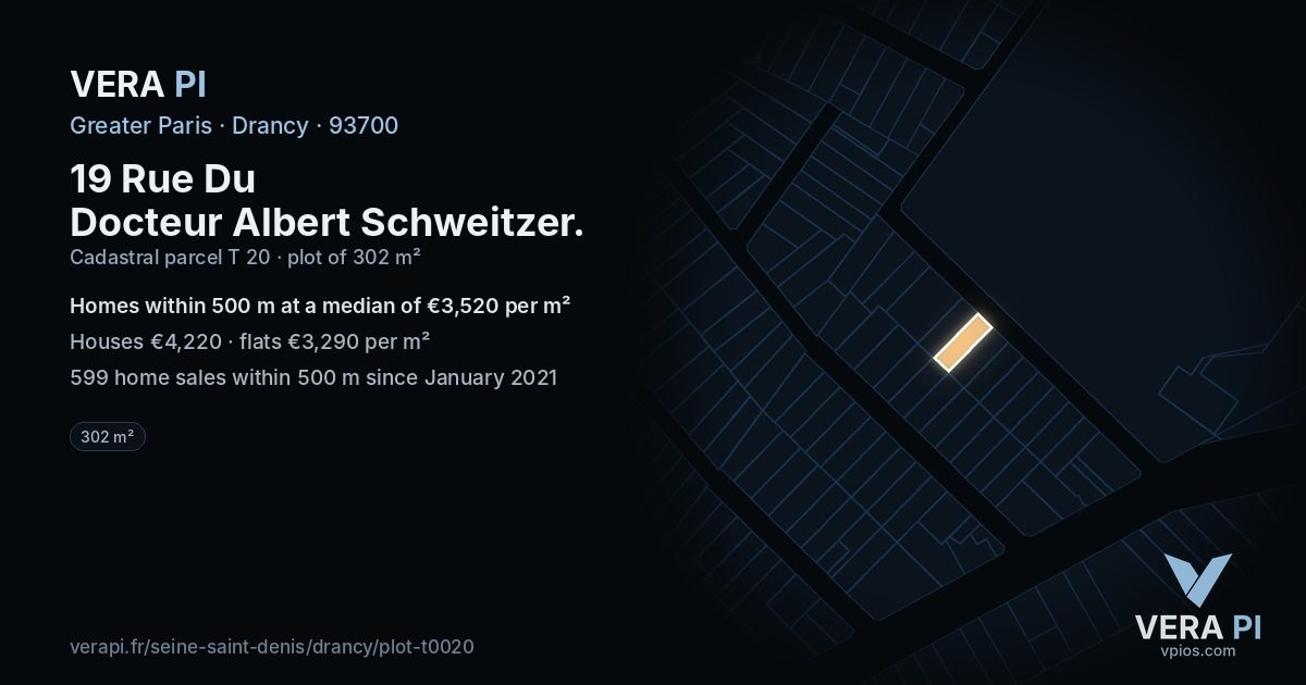 19 Rue Du Docteur Albert Schweitzer, Drancy at night – the plot lit, the parcels around coloured by the prices near them