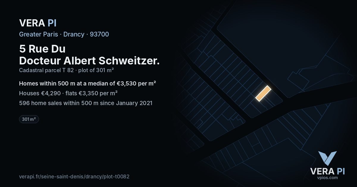 5 Rue Du Docteur Albert Schweitzer, Drancy at night – the plot lit, the parcels around coloured by the prices near them