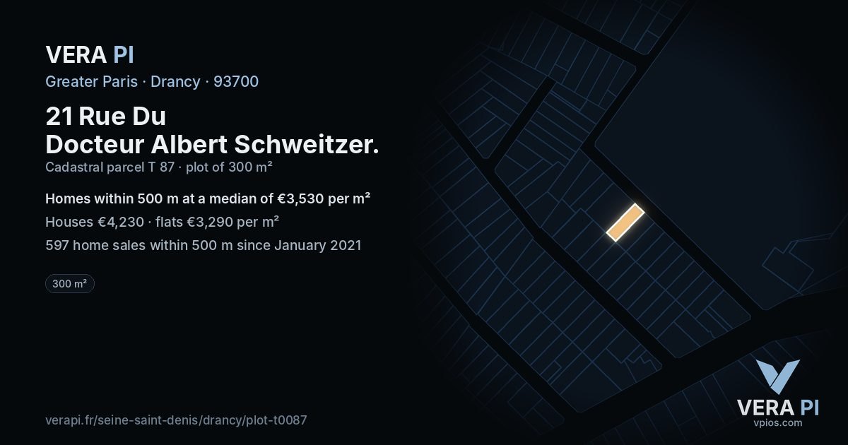 21 Rue Du Docteur Albert Schweitzer, Drancy at night – the plot lit, the parcels around coloured by the prices near them