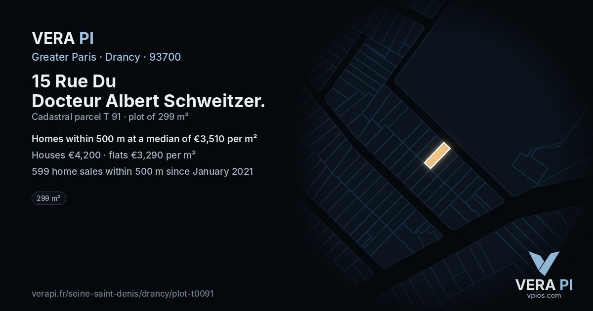 15 Rue Du Docteur Albert Schweitzer, Drancy at night – the plot lit, the parcels around coloured by the prices near them