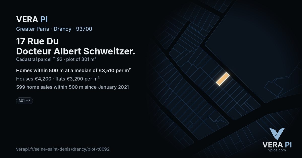 17 Rue Du Docteur Albert Schweitzer, Drancy at night – the plot lit, the parcels around coloured by the prices near them