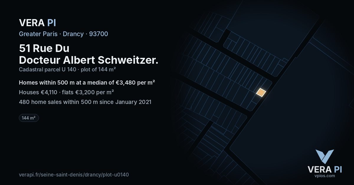 51 Rue Du Docteur Albert Schweitzer, Drancy at night – the plot lit, the parcels around coloured by the prices near them