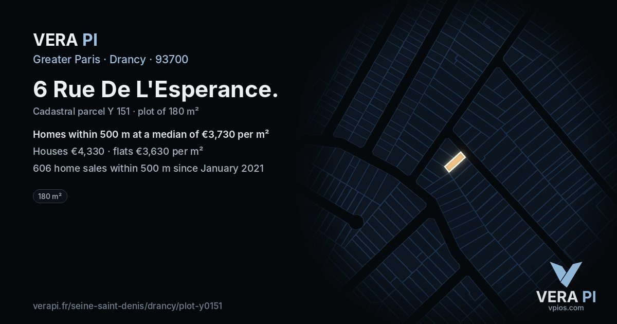 6 Rue De L'Esperance, Drancy at night – the plot lit, the parcels around coloured by the prices near them