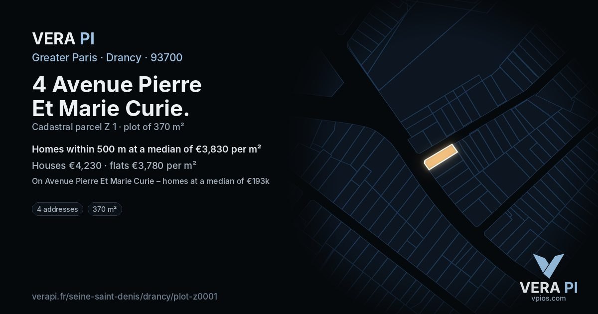 4 Avenue Pierre Et Marie Curie, Drancy at night – the plot lit, the parcels around coloured by the prices near them