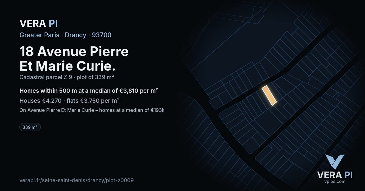 18 Avenue Pierre Et Marie Curie, Drancy at night – the plot lit, the parcels around coloured by the prices near them