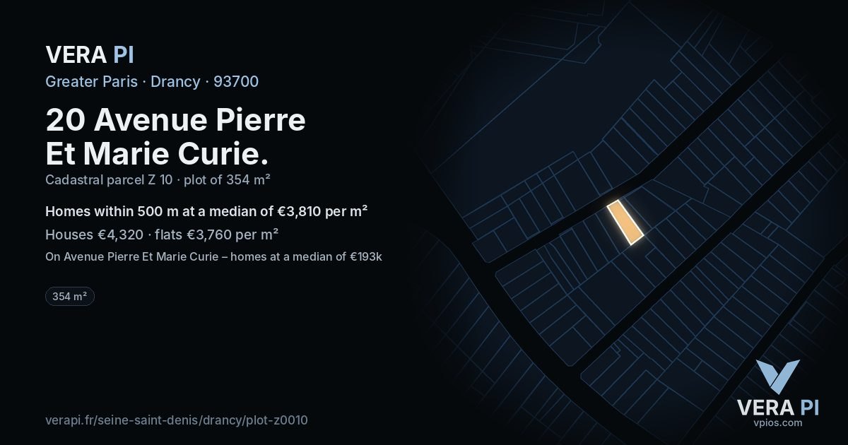20 Avenue Pierre Et Marie Curie, Drancy at night – the plot lit, the parcels around coloured by the prices near them