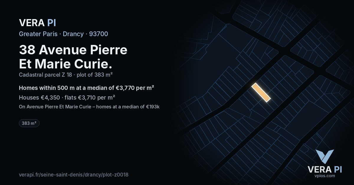 38 Avenue Pierre Et Marie Curie, Drancy at night – the plot lit, the parcels around coloured by the prices near them