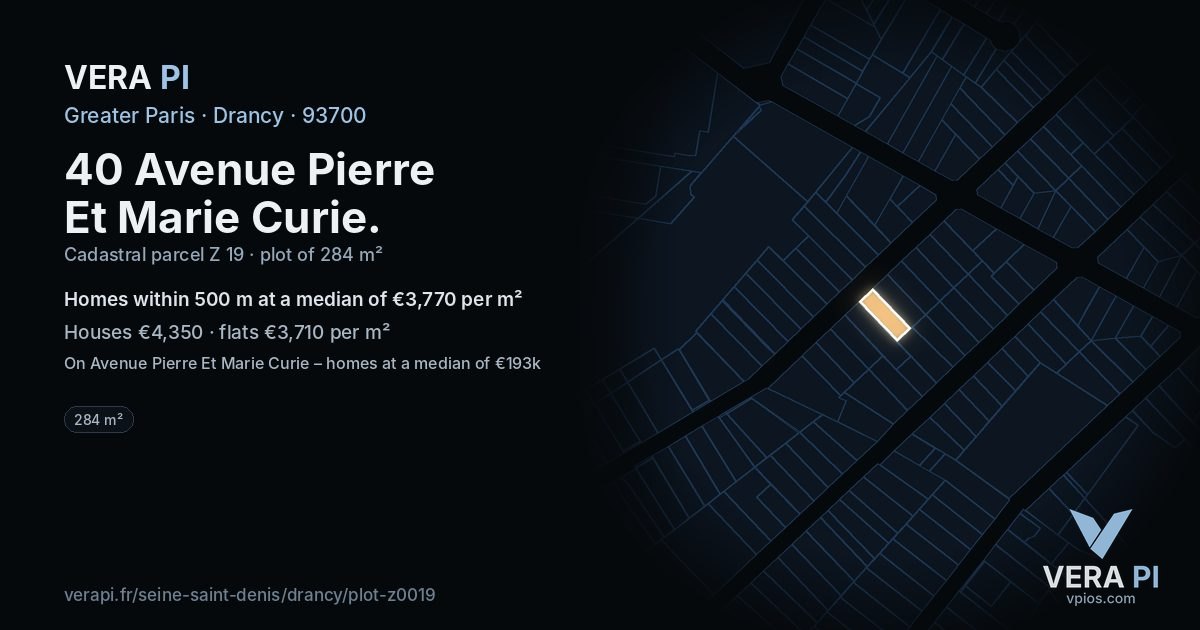 40 Avenue Pierre Et Marie Curie, Drancy at night – the plot lit, the parcels around coloured by the prices near them