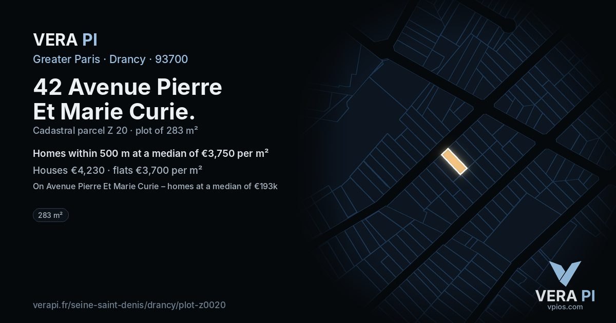 42 Avenue Pierre Et Marie Curie, Drancy at night – the plot lit, the parcels around coloured by the prices near them