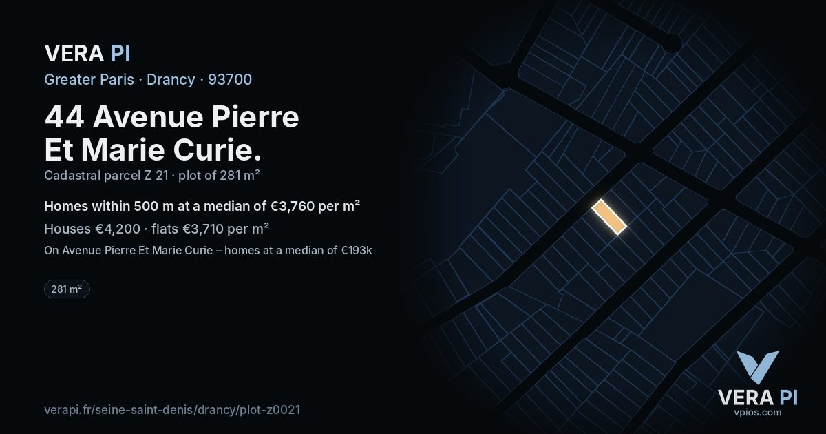 44 Avenue Pierre Et Marie Curie, Drancy at night – the plot lit, the parcels around coloured by the prices near them