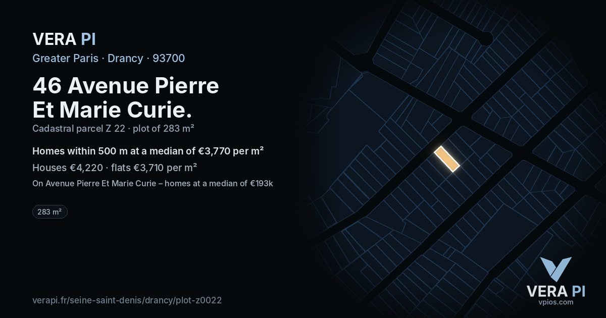 46 Avenue Pierre Et Marie Curie, Drancy at night – the plot lit, the parcels around coloured by the prices near them