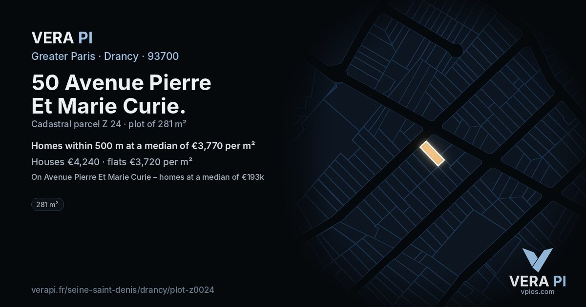 50 Avenue Pierre Et Marie Curie, Drancy at night – the plot lit, the parcels around coloured by the prices near them