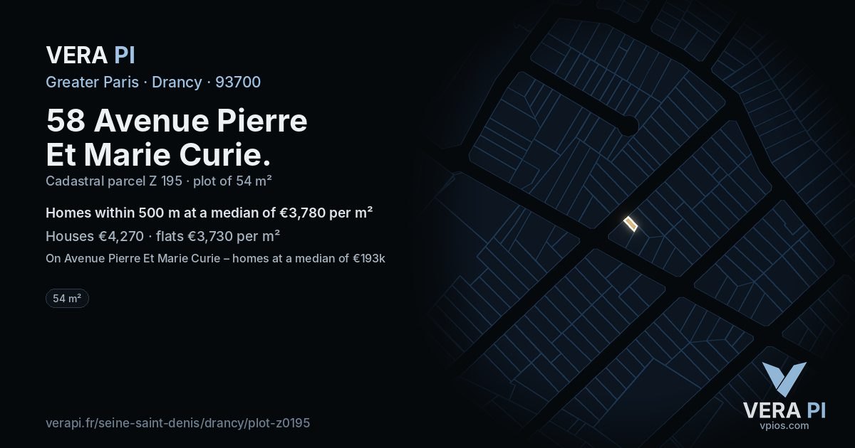 58 Avenue Pierre Et Marie Curie, Drancy at night – the plot lit, the parcels around coloured by the prices near them