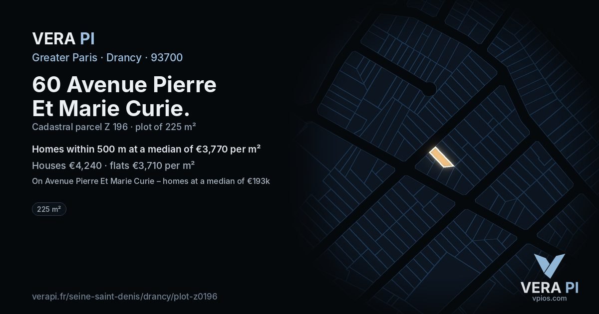 60 Avenue Pierre Et Marie Curie, Drancy at night – the plot lit, the parcels around coloured by the prices near them