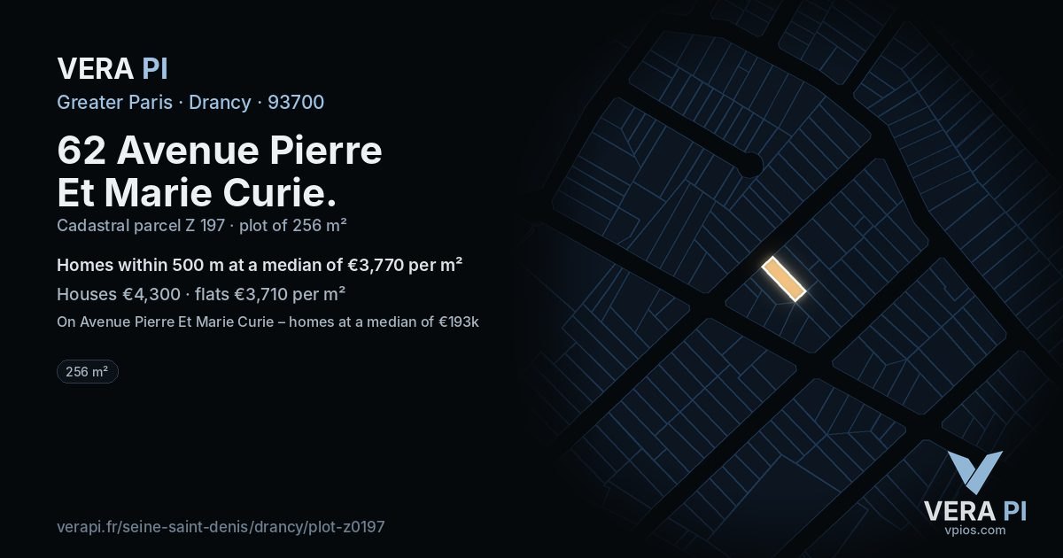 62 Avenue Pierre Et Marie Curie, Drancy at night – the plot lit, the parcels around coloured by the prices near them