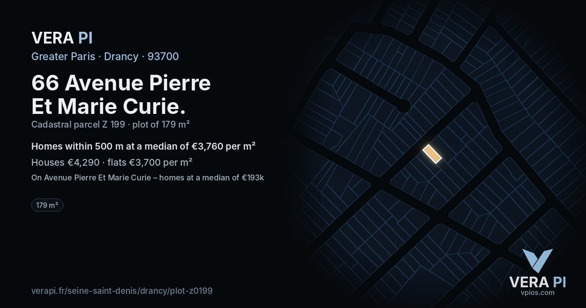 66 Avenue Pierre Et Marie Curie, Drancy at night – the plot lit, the parcels around coloured by the prices near them