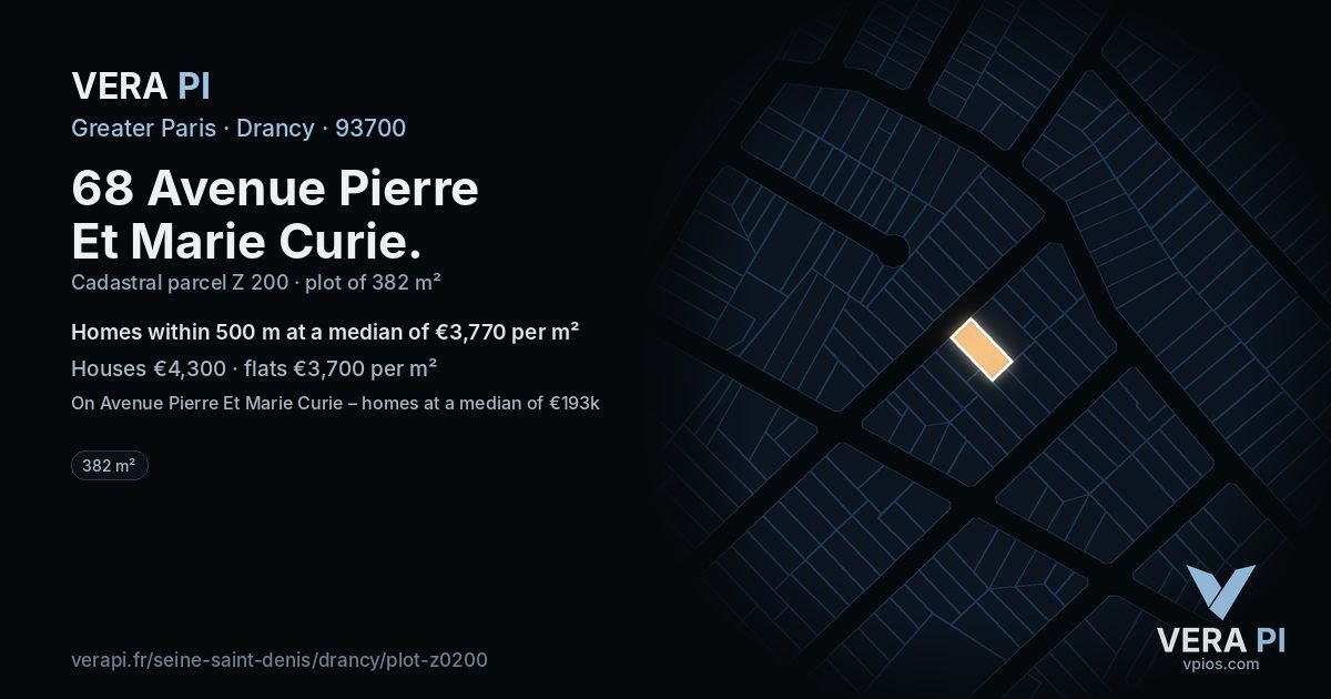 68 Avenue Pierre Et Marie Curie, Drancy at night – the plot lit, the parcels around coloured by the prices near them