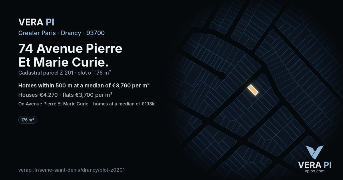 74 Avenue Pierre Et Marie Curie, Drancy at night – the plot lit, the parcels around coloured by the prices near them
