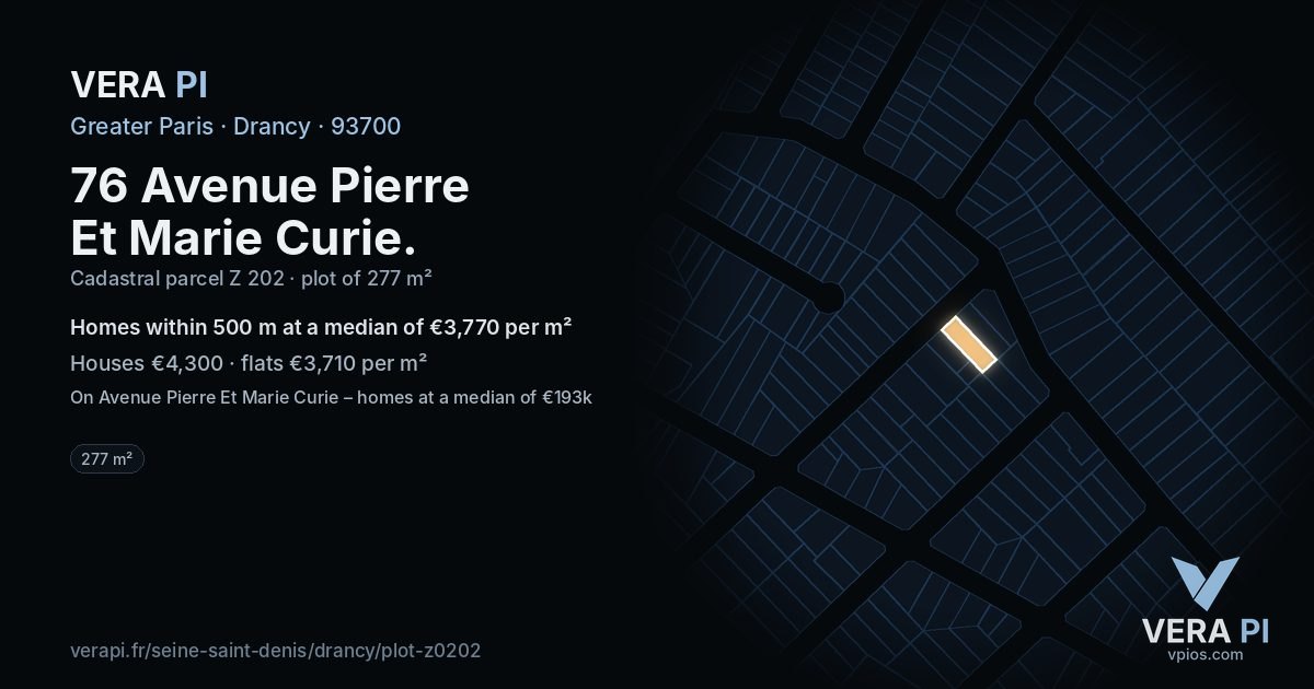 76 Avenue Pierre Et Marie Curie, Drancy at night – the plot lit, the parcels around coloured by the prices near them