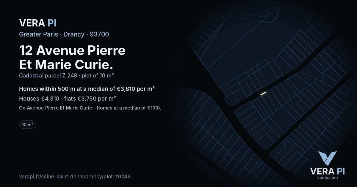 12 Avenue Pierre Et Marie Curie, Drancy at night – the plot lit, the parcels around coloured by the prices near them