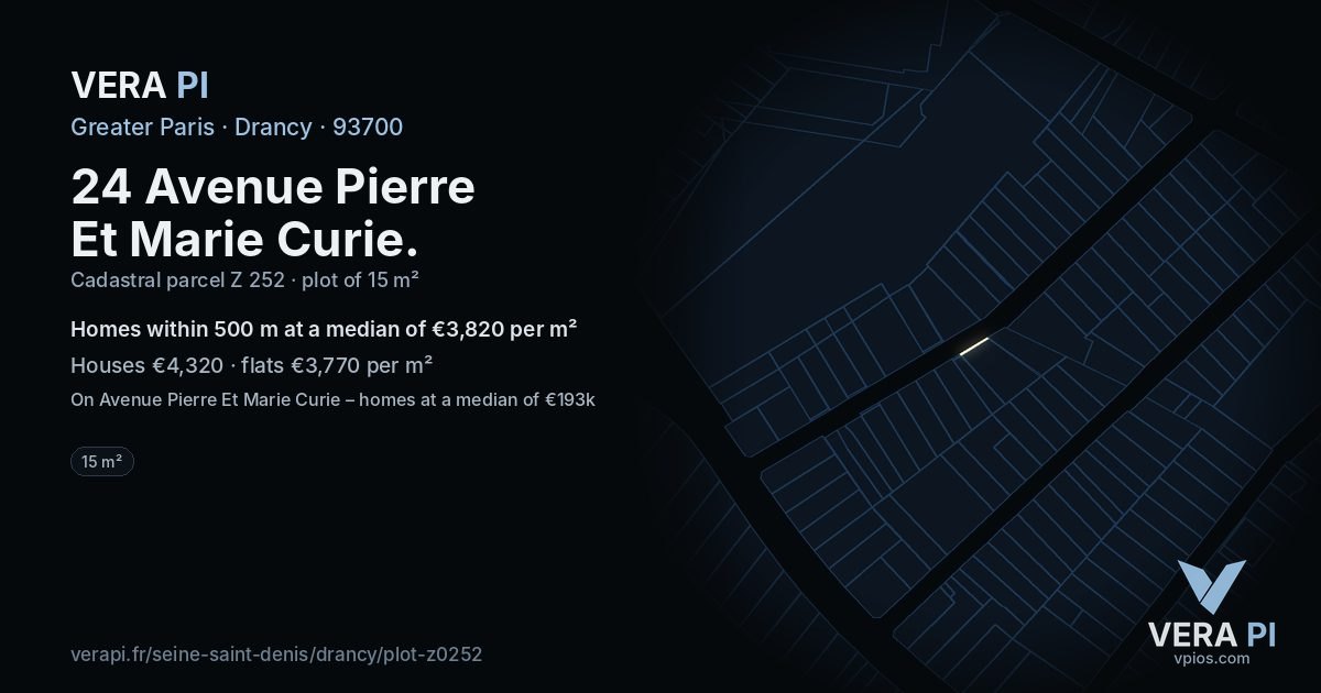 24 Avenue Pierre Et Marie Curie, Drancy at night – the plot lit, the parcels around coloured by the prices near them