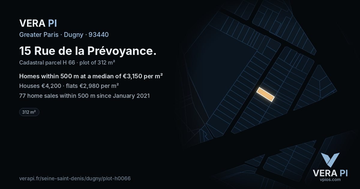 15 Rue de la Prévoyance, Dugny at night – the plot lit, the parcels around coloured by the prices near them