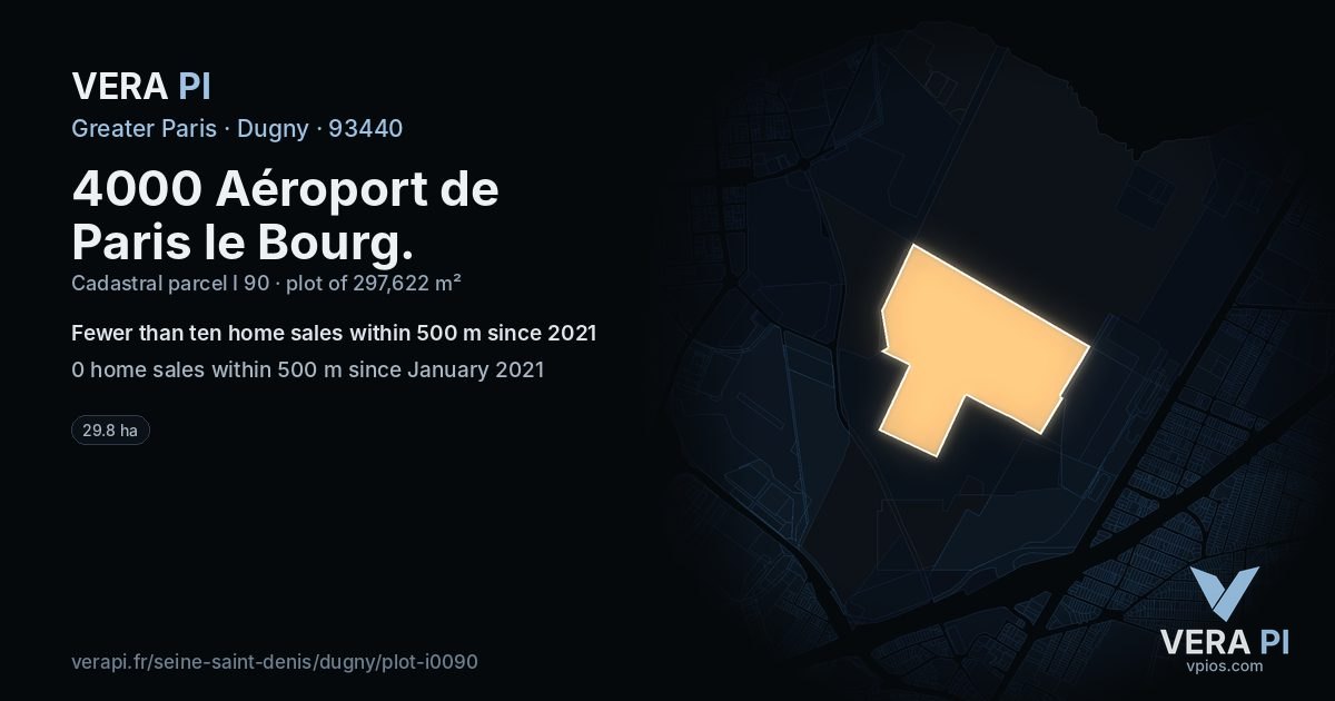 4000 Aéroport de Paris le Bourg, Dugny at night – the plot lit, the parcels around coloured by the prices near them