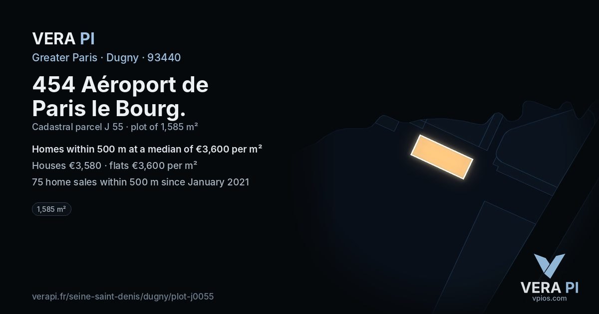 454 Aéroport de Paris le Bourg, Dugny at night – the plot lit, the parcels around coloured by the prices near them