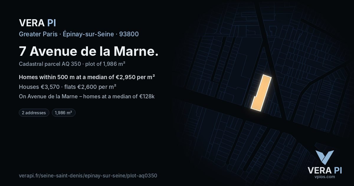 7 Avenue de la Marne, Épinay-sur-Seine at night – the plot lit, the parcels around coloured by the prices near them