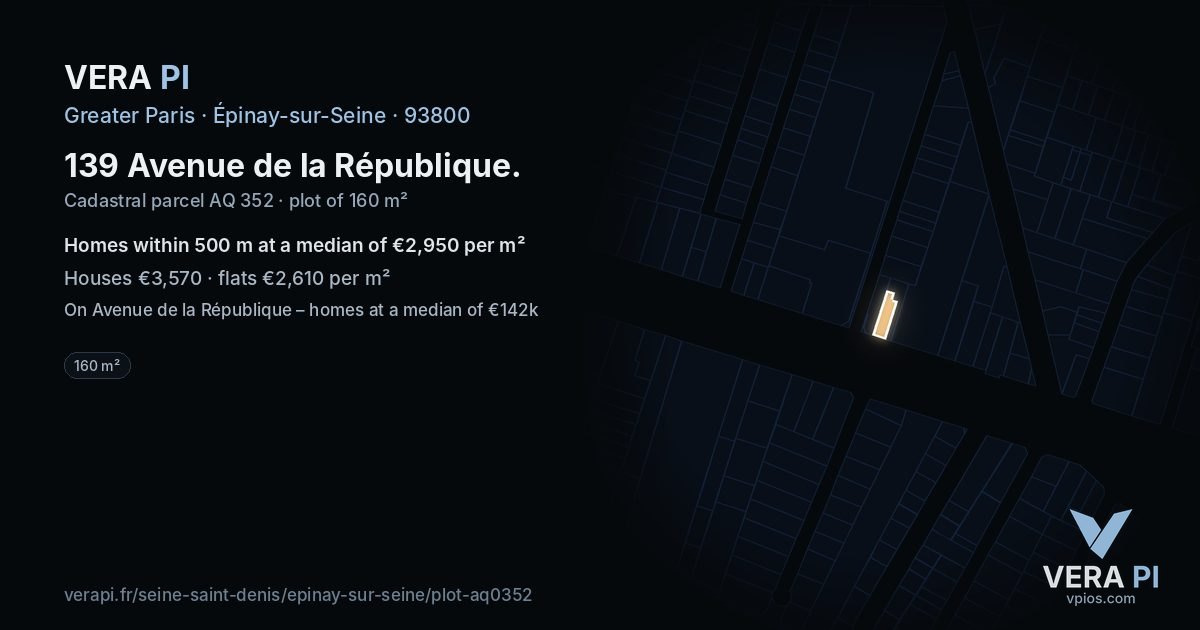 139 Avenue de la République, Épinay-sur-Seine at night – the plot lit, the parcels around coloured by the prices near them