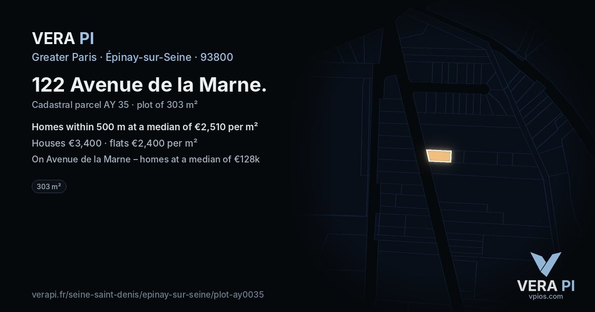 122 Avenue de la Marne, Épinay-sur-Seine at night – the plot lit, the parcels around coloured by the prices near them