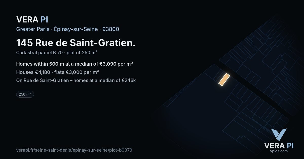145 Rue de Saint-Gratien, Épinay-sur-Seine at night – the plot lit, the parcels around coloured by the prices near them