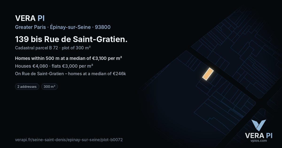 139 bis Rue de Saint-Gratien, Épinay-sur-Seine at night – the plot lit, the parcels around coloured by the prices near them