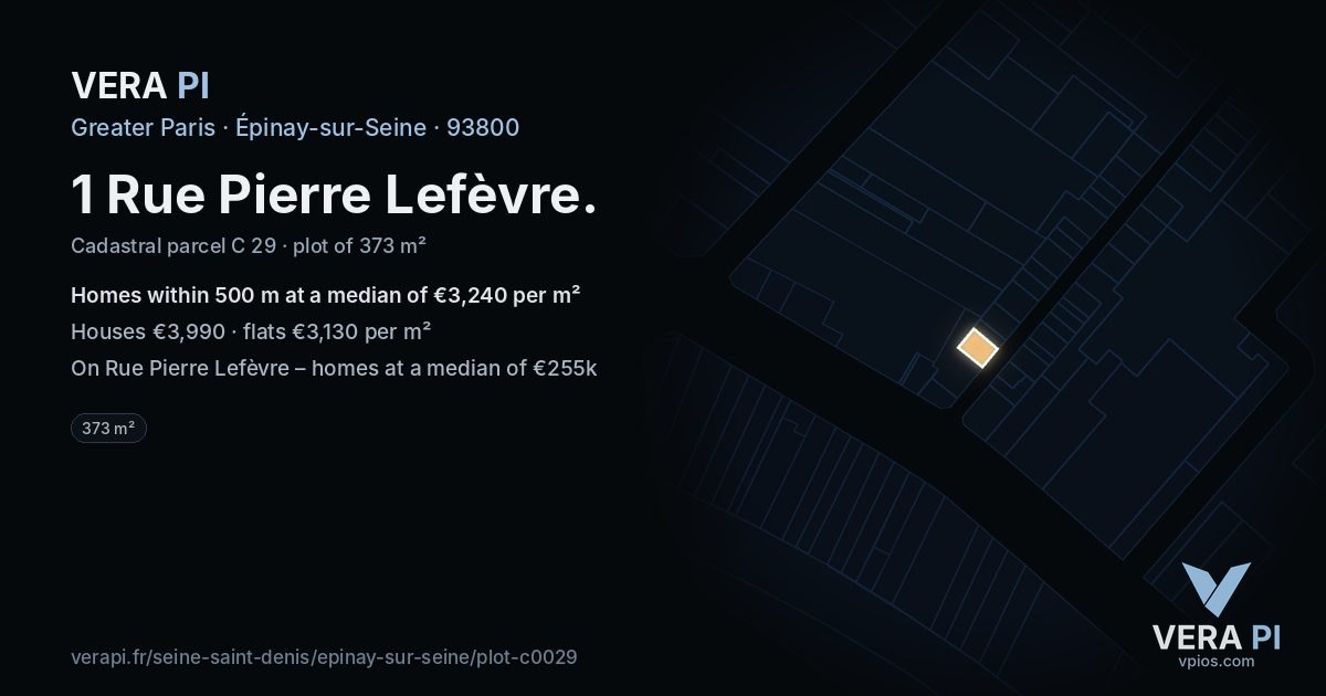 1 Rue Pierre Lefèvre, Épinay-sur-Seine at night – the plot lit, the parcels around coloured by the prices near them