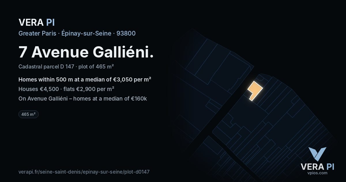 7 Avenue Galliéni, Épinay-sur-Seine at night – the plot lit, the parcels around coloured by the prices near them