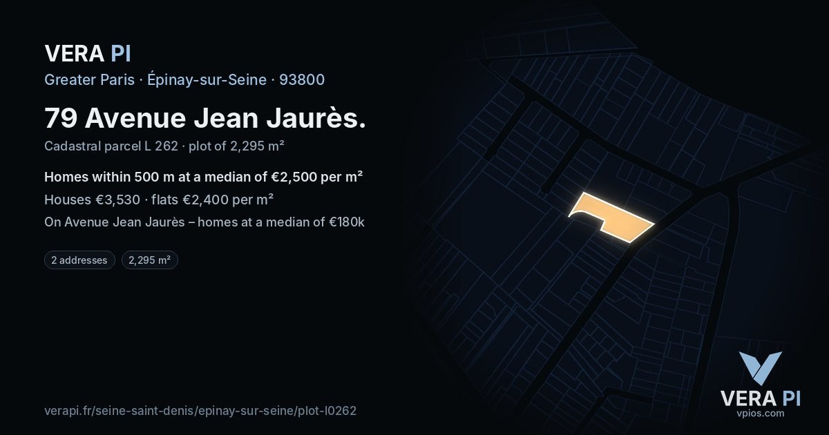 79 Avenue Jean Jaurès, Épinay-sur-Seine at night – the plot lit, the parcels around coloured by the prices near them