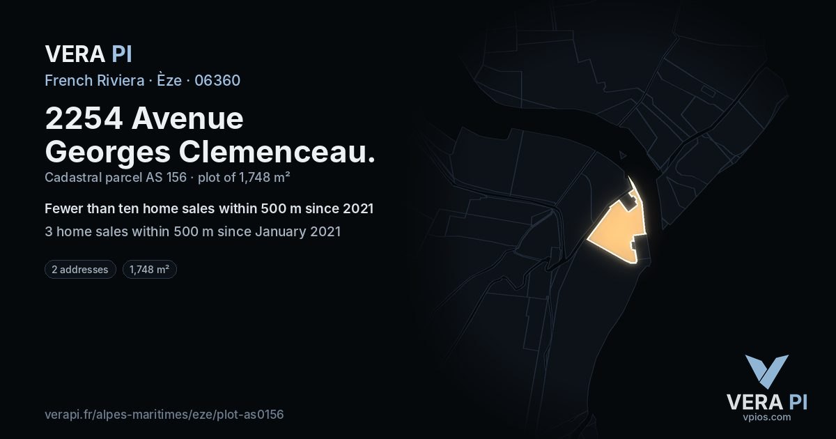 2254 Avenue Georges Clemenceau, Èze at night – the plot lit, the parcels around coloured by the prices near them