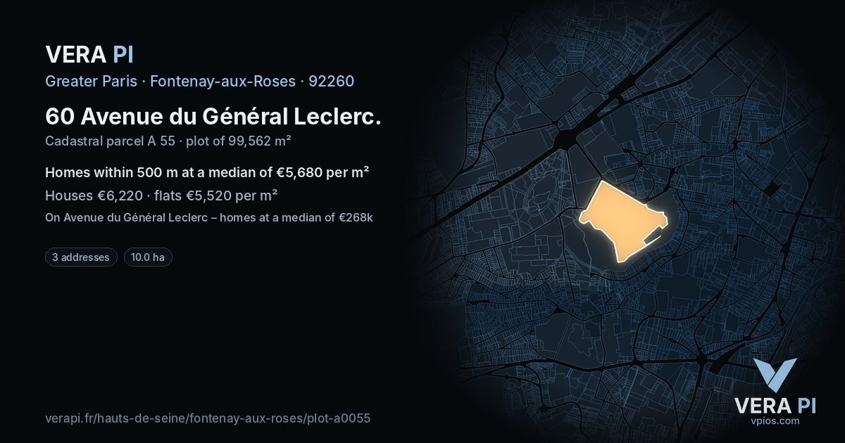 60 Avenue du Général Leclerc, Fontenay-aux-Roses at night – the plot lit, the parcels around coloured by the prices near them