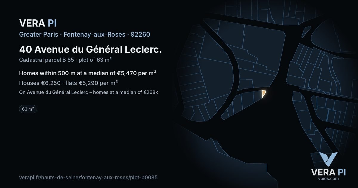 40 Avenue du Général Leclerc, Fontenay-aux-Roses at night – the plot lit, the parcels around coloured by the prices near them