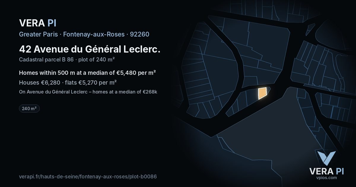 42 Avenue du Général Leclerc, Fontenay-aux-Roses at night – the plot lit, the parcels around coloured by the prices near them